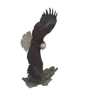 Homco Soaring Bald Eagle Figurine 1993 Large 14in Rock Base Wildlife Decor
